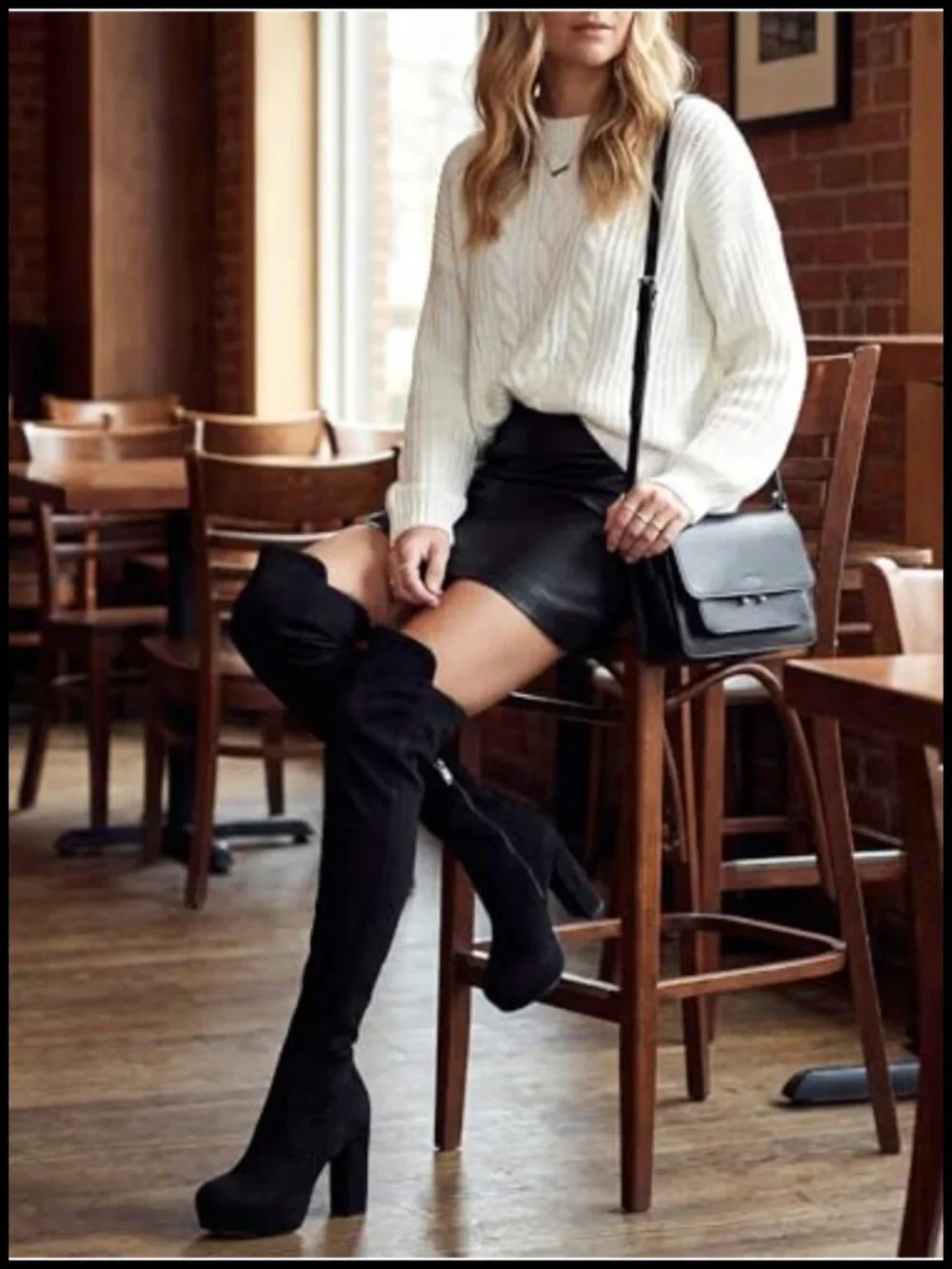 Chunky Heel Over-the-Knee Boots with Side Zipper and Platform